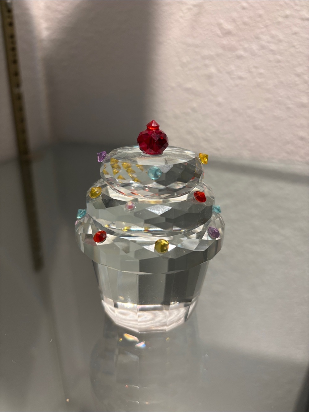 Faceted Crystal Cupcake with Colored Rhinestones